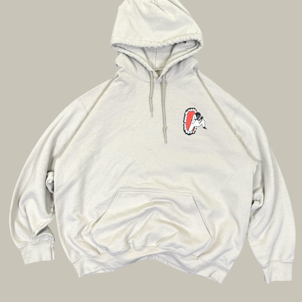 Lonely Ghost Hoodie Men L Tan Graphic Pullover Sweatshirt Streetwear Indie Core